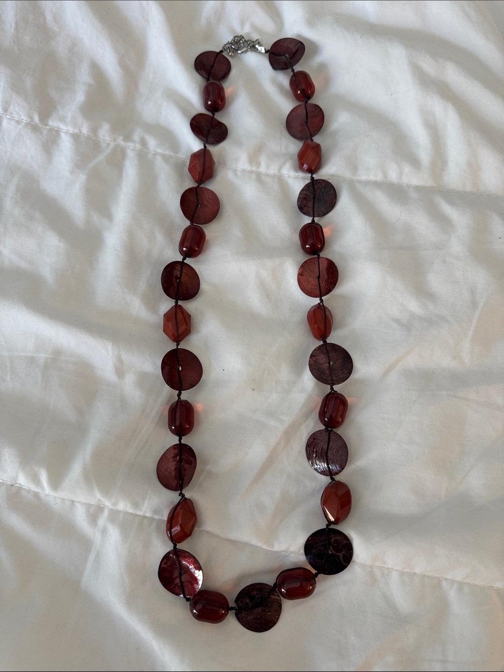 Elegant Dark Red Beaded Women's Necklace